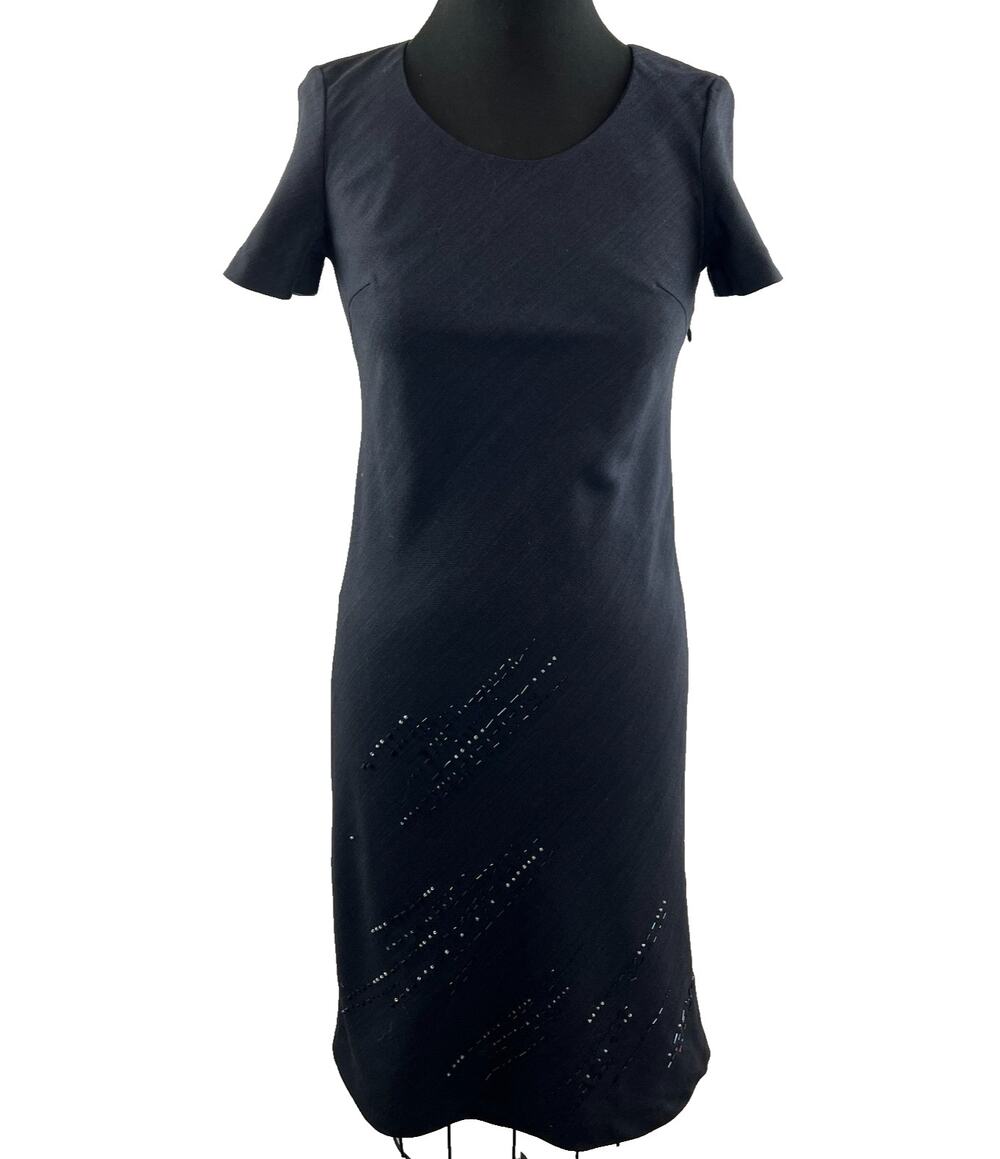 Demoo Parkchoonmoo Blue Gray Beaded Wool Shirt Straight Dress Size 32 XS